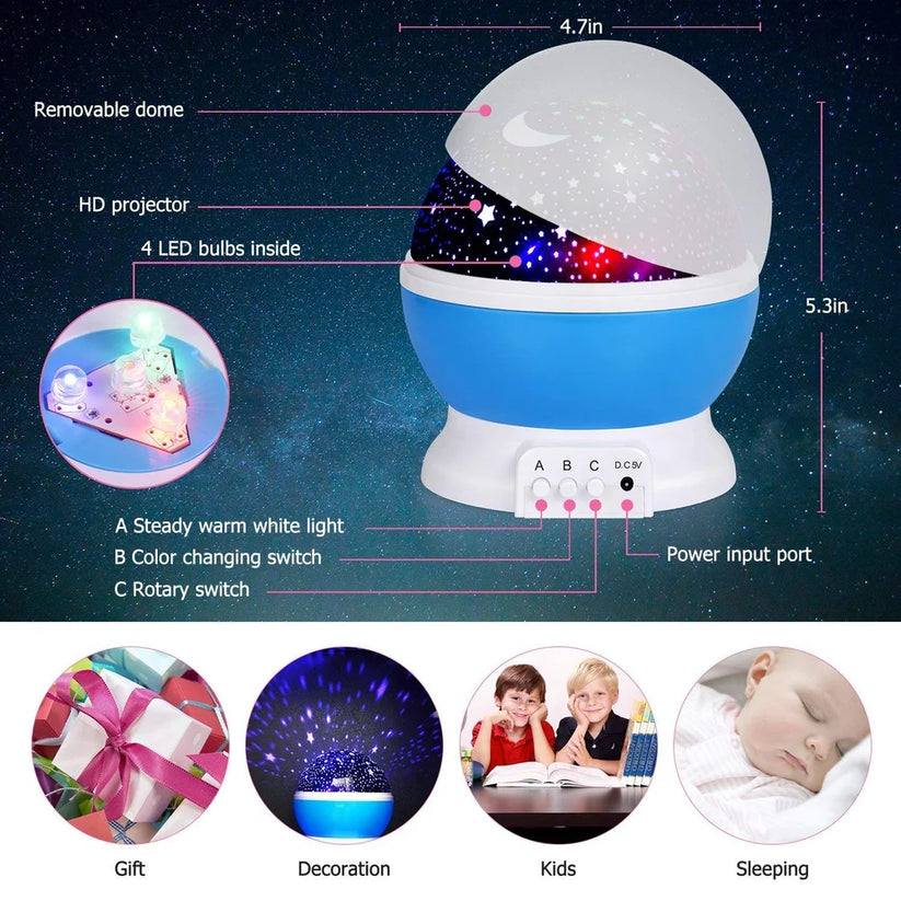 Star Night Projector Lamp | 360° Rotating Galaxy Night Light