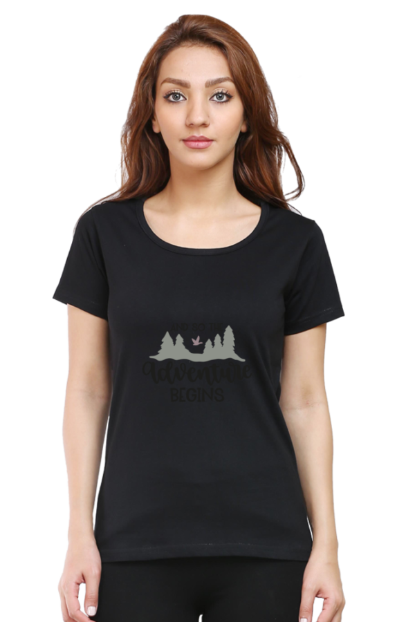 Female Round Neck Half Sleeve Classic Black S